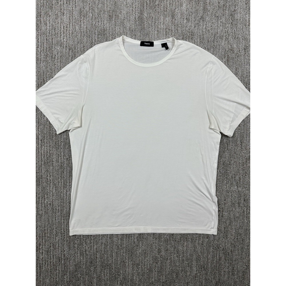 Theory Mens Large Essential Tee Anemone Milano White Modal Blend T-Shirt